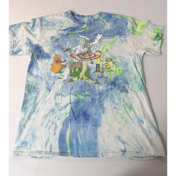 Rick & Morty Tee Shirt Adult Large Tie Dye Blue Graphic Ripple Junction - Picture 4 of 11
